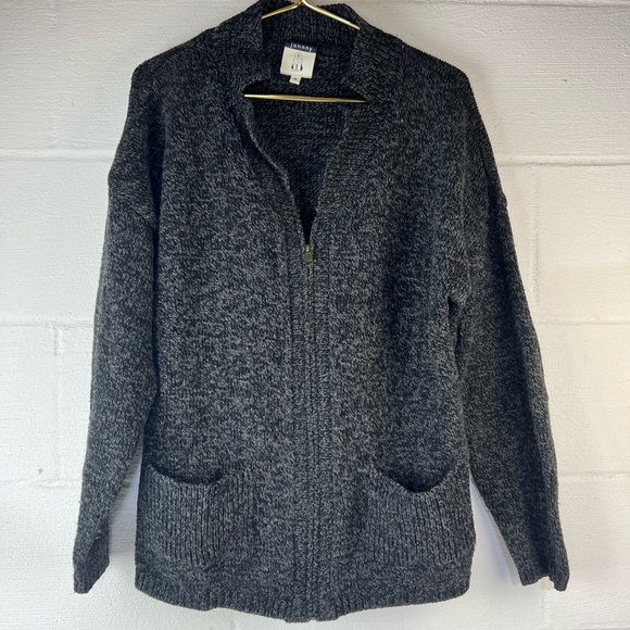Cousin Johnny Gray Zip Up Wool Blend Cardigan Sweater, Medium - Picture 2 of 5